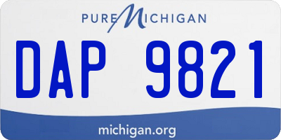 MI license plate DAP9821