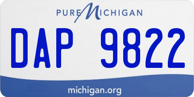 MI license plate DAP9822