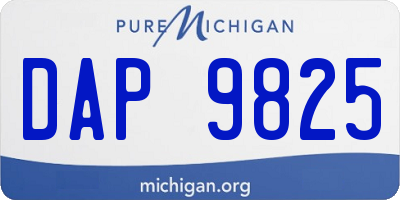 MI license plate DAP9825