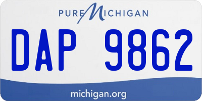 MI license plate DAP9862
