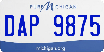 MI license plate DAP9875