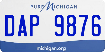 MI license plate DAP9876