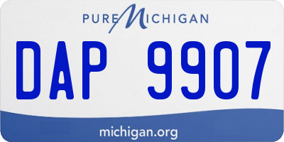 MI license plate DAP9907