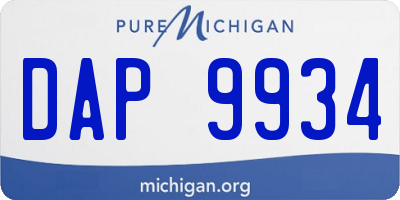 MI license plate DAP9934