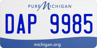 MI license plate DAP9985