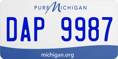MI license plate DAP9987