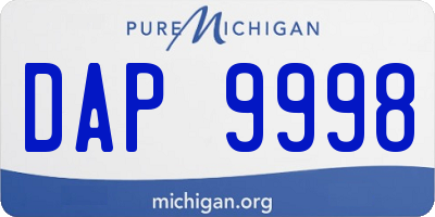 MI license plate DAP9998