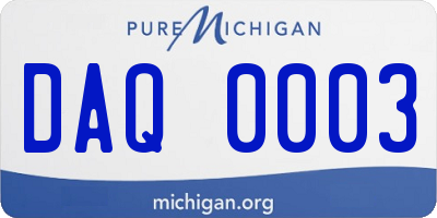MI license plate DAQ0003