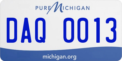 MI license plate DAQ0013