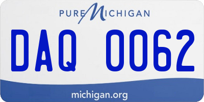 MI license plate DAQ0062