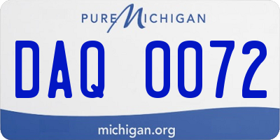 MI license plate DAQ0072