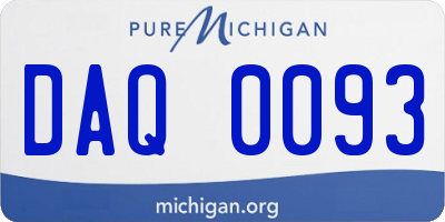 MI license plate DAQ0093