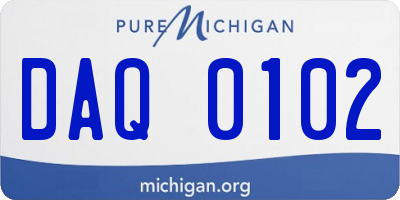 MI license plate DAQ0102