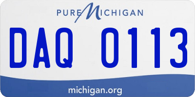 MI license plate DAQ0113