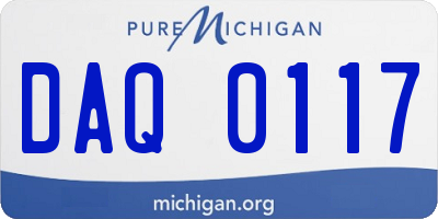 MI license plate DAQ0117