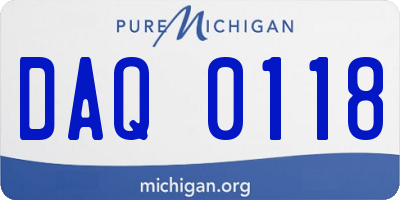 MI license plate DAQ0118