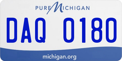 MI license plate DAQ0180