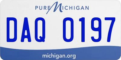 MI license plate DAQ0197