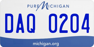 MI license plate DAQ0204