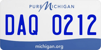 MI license plate DAQ0212