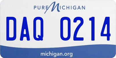 MI license plate DAQ0214