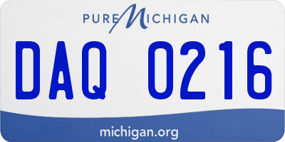 MI license plate DAQ0216