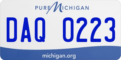 MI license plate DAQ0223