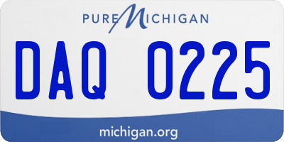 MI license plate DAQ0225