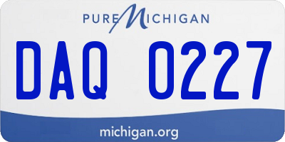 MI license plate DAQ0227