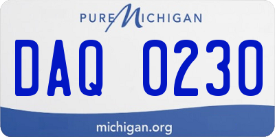 MI license plate DAQ0230