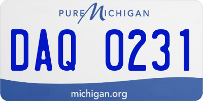 MI license plate DAQ0231
