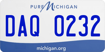 MI license plate DAQ0232