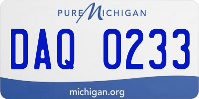 MI license plate DAQ0233