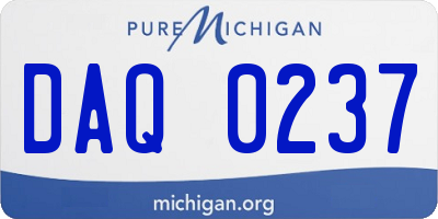 MI license plate DAQ0237