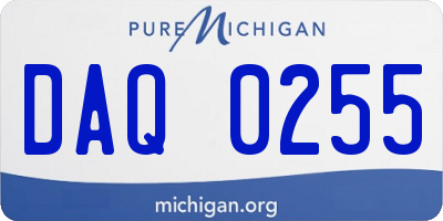 MI license plate DAQ0255