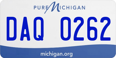 MI license plate DAQ0262