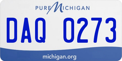 MI license plate DAQ0273