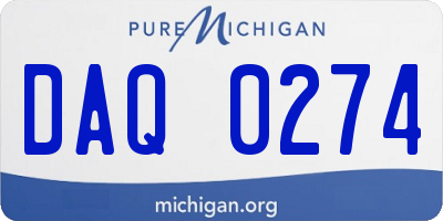 MI license plate DAQ0274