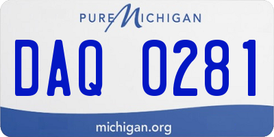 MI license plate DAQ0281