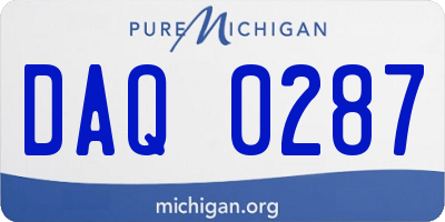 MI license plate DAQ0287