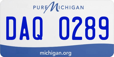 MI license plate DAQ0289