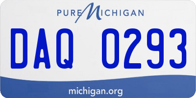 MI license plate DAQ0293