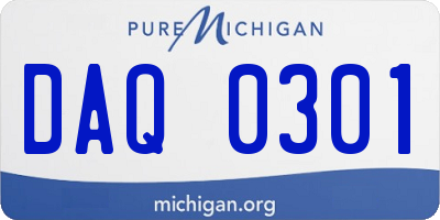 MI license plate DAQ0301