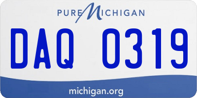 MI license plate DAQ0319