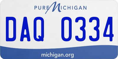 MI license plate DAQ0334