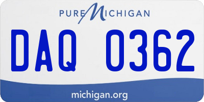 MI license plate DAQ0362
