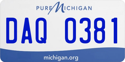 MI license plate DAQ0381