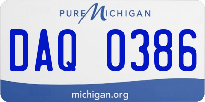 MI license plate DAQ0386