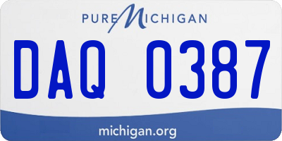 MI license plate DAQ0387