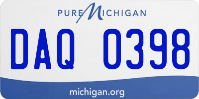 MI license plate DAQ0398